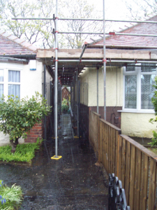 Scaffold erected on Clients property